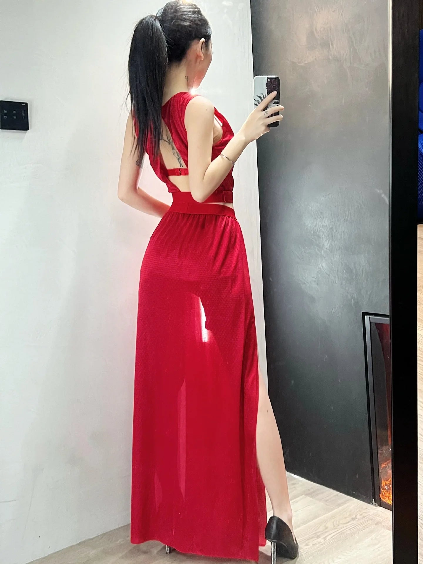 Velvet Shadows Maxi Dress
